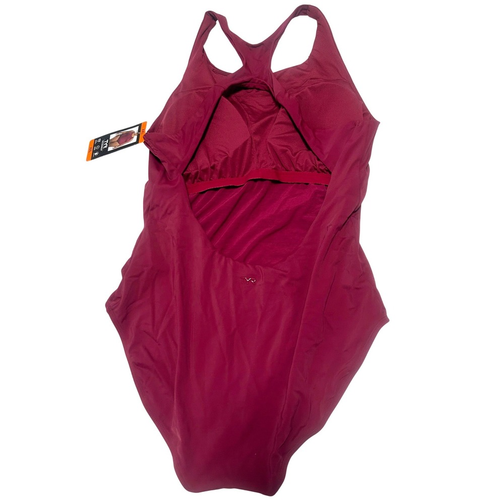 TYR Women XXL One Piece Swimsuit Red Controlfit Racerback UPF 50+ 1842968 NEW - Picture 2 of 6